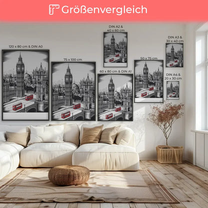 Poster Londons Wahrzeichen im Vintage-Stil für dein Zuhause