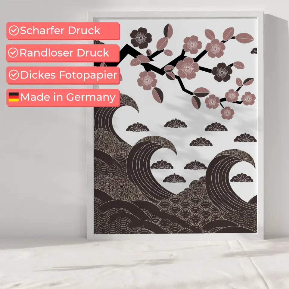 Monochromes Poster mit traditionellem japanischem Muster 6