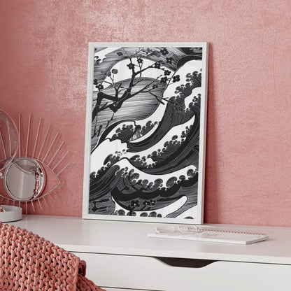 Elegantes Poster mit japanischem Kunstmuster in Schwarz-Weißdesign 5
