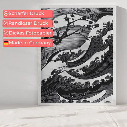 Elegantes Poster mit japanischem Kunstmuster in Schwarz-Weißdesign 6