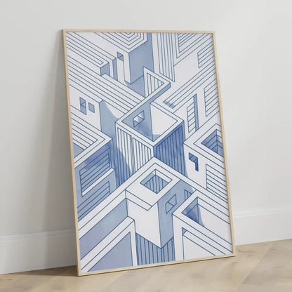 Blauer Architektur Poster mit optischer Täuschung 3