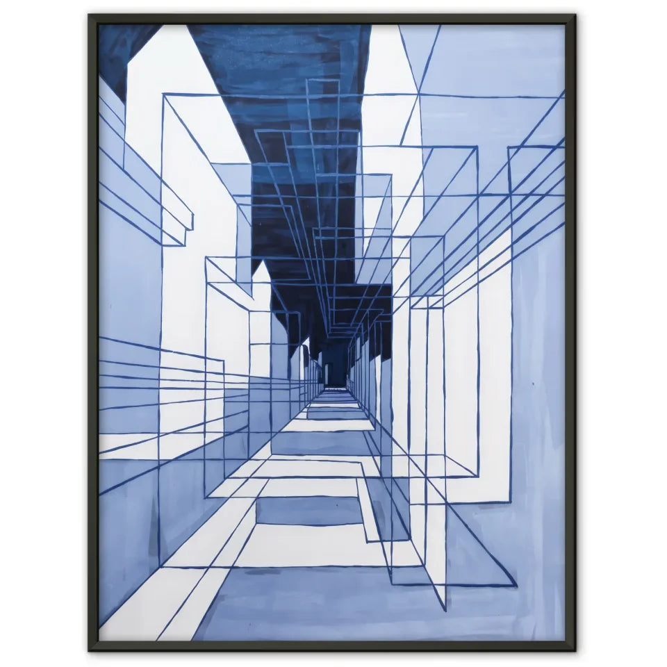 Abstracte Architekturszene Poster in tiefblauem Design 1