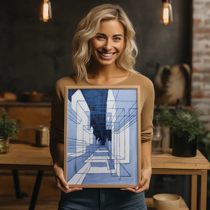 Abstracte Architekturszene Poster in tiefblauem Design 2