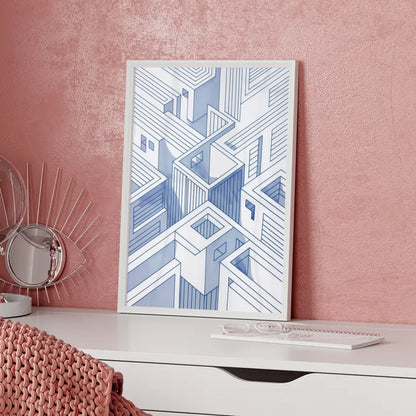 Blauer Architektur Poster mit optischer Täuschung 5