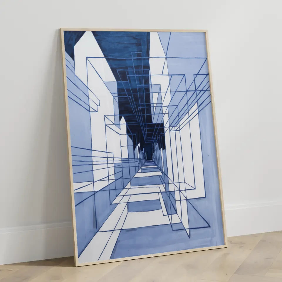 Abstracte Architekturszene Poster in tiefblauem Design 3