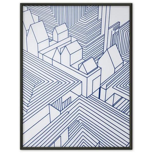 Abstrakte Architektur Poster in Blau und Weiß 1