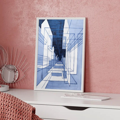 Abstracte Architekturszene Poster in tiefblauem Design 5