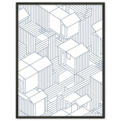 Abstrakte Architektur Poster in Blau Weiß 1