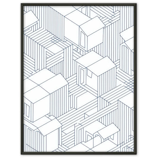 Abstrakte Architektur Poster in Blau Weiß 1