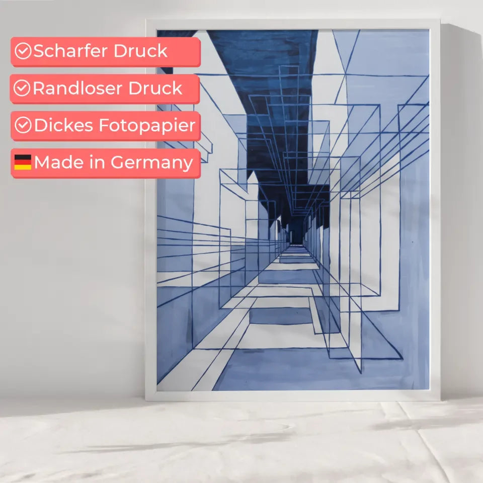 Abstracte Architekturszene Poster in tiefblauem Design 6