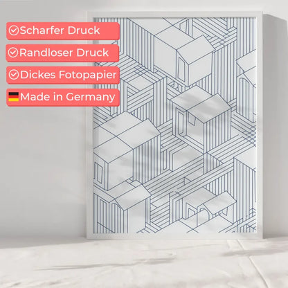 Abstrakte Architektur Poster in Blau Weiß 6