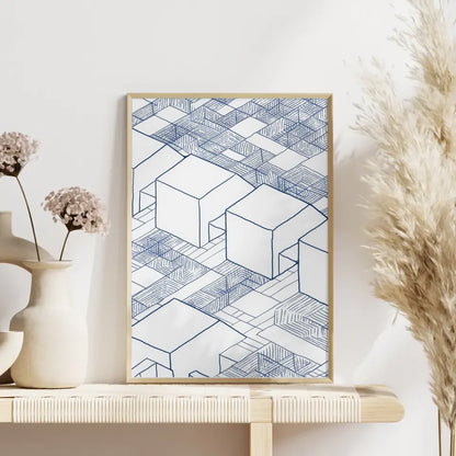 Abstrakte Architektur Poster mit blauen Tuschezeichnungen 4