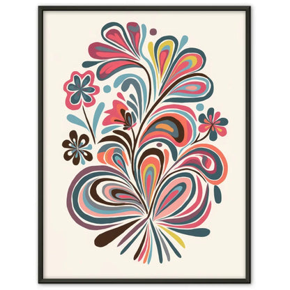 Böhmisches Poster mit leuchtenden Blumensträußen 1