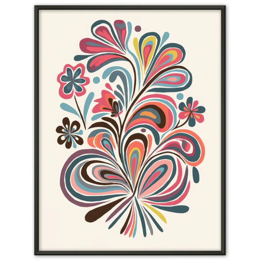 Böhmisches Poster mit leuchtenden Blumensträußen 1