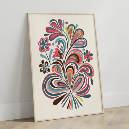 Böhmisches Poster mit leuchtenden Blumensträußen 3