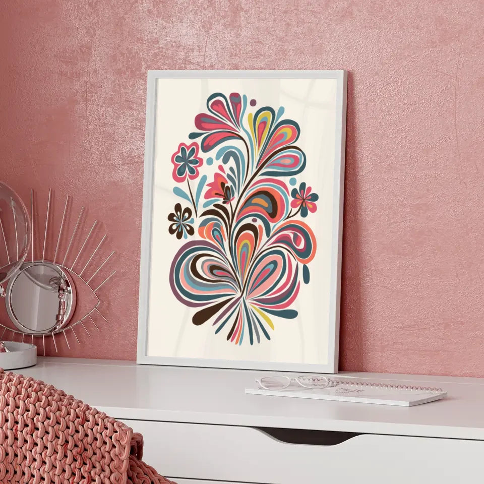 Böhmisches Poster mit leuchtenden Blumensträußen 5