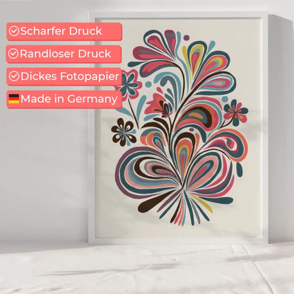 Böhmisches Poster mit leuchtenden Blumensträußen 6