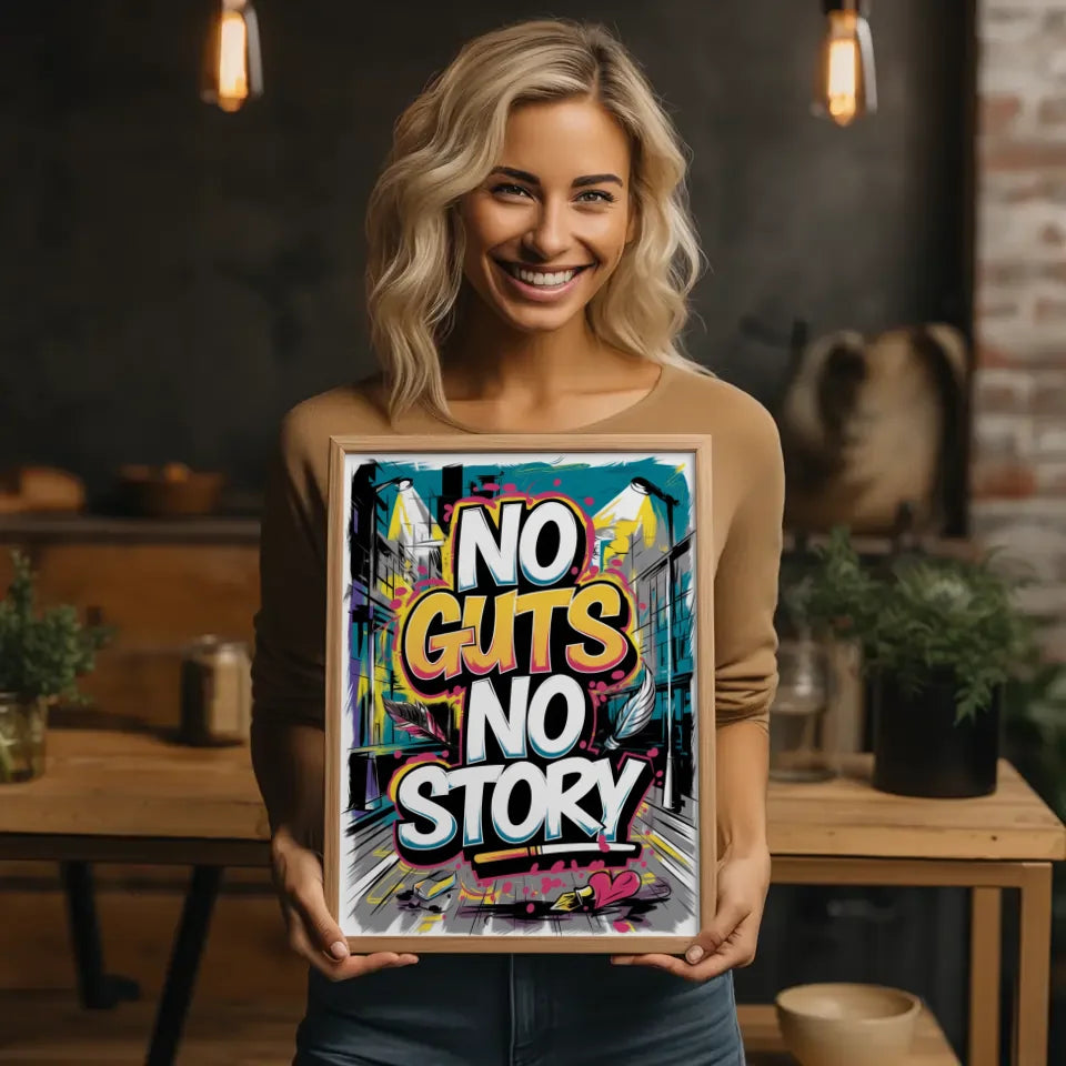 Poster mit Graffiti Typografie No Guts No Story urban chic 2