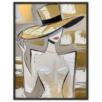 Abstraktes Poster mit stilvoller Frau im Hut 1