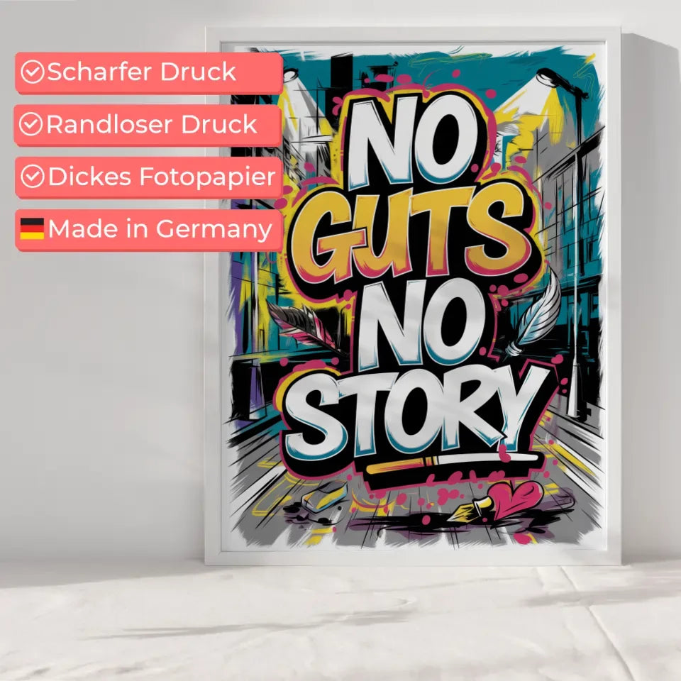 Poster mit Graffiti Typografie No Guts No Story urban chic 6
