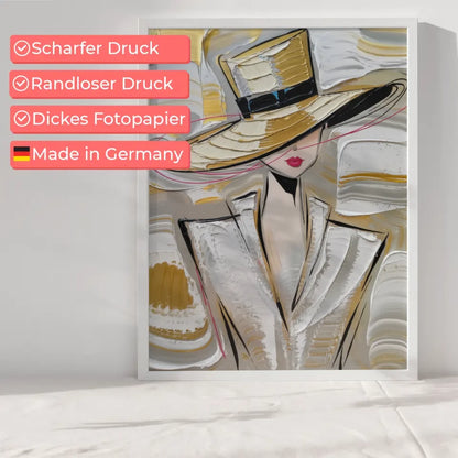 Poster stilvolle Frau mit Hut abstract Art Design