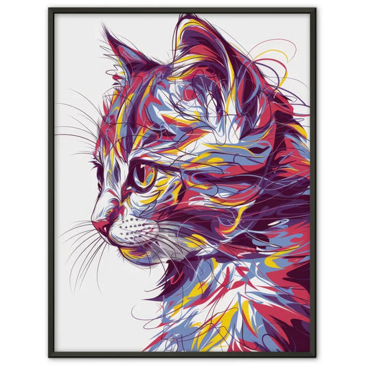 Abstrakter Katzen Poster mit leuchtenden Farben 1