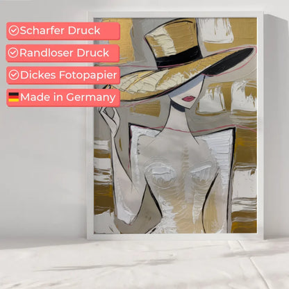 Abstraktes Poster mit stilvoller Frau im Hut 6