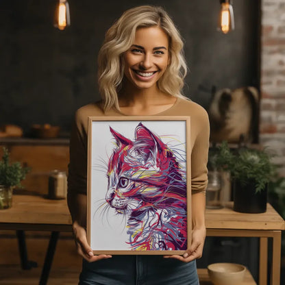Katzen Gesicht Poster mit leuchtenden Farben 2