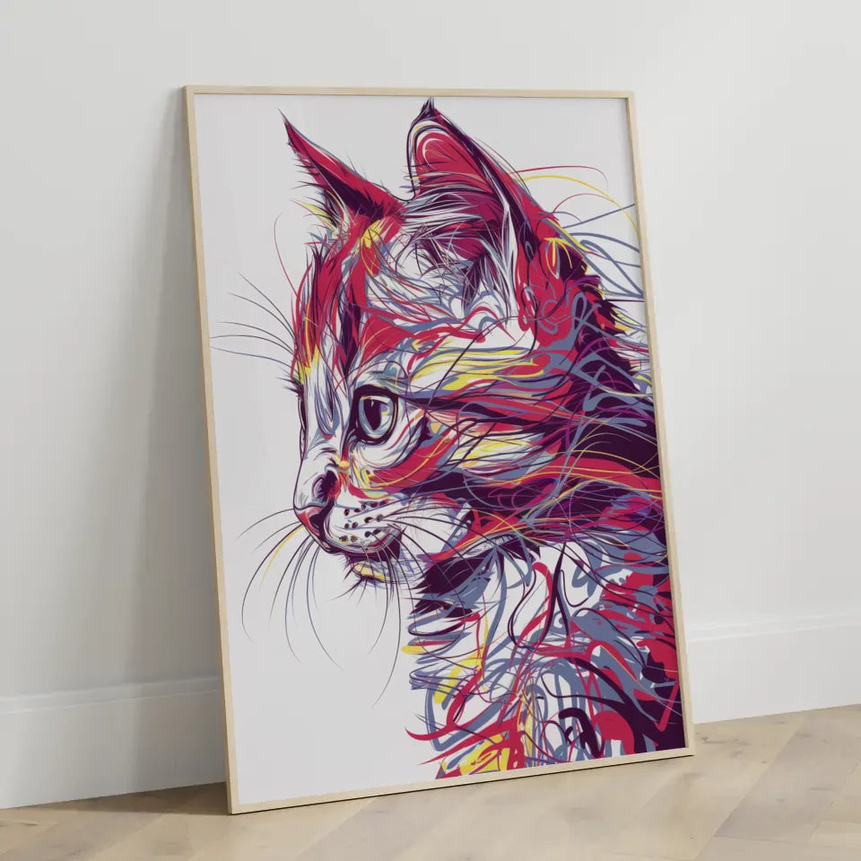 Katzen Gesicht Poster mit leuchtenden Farben 3
