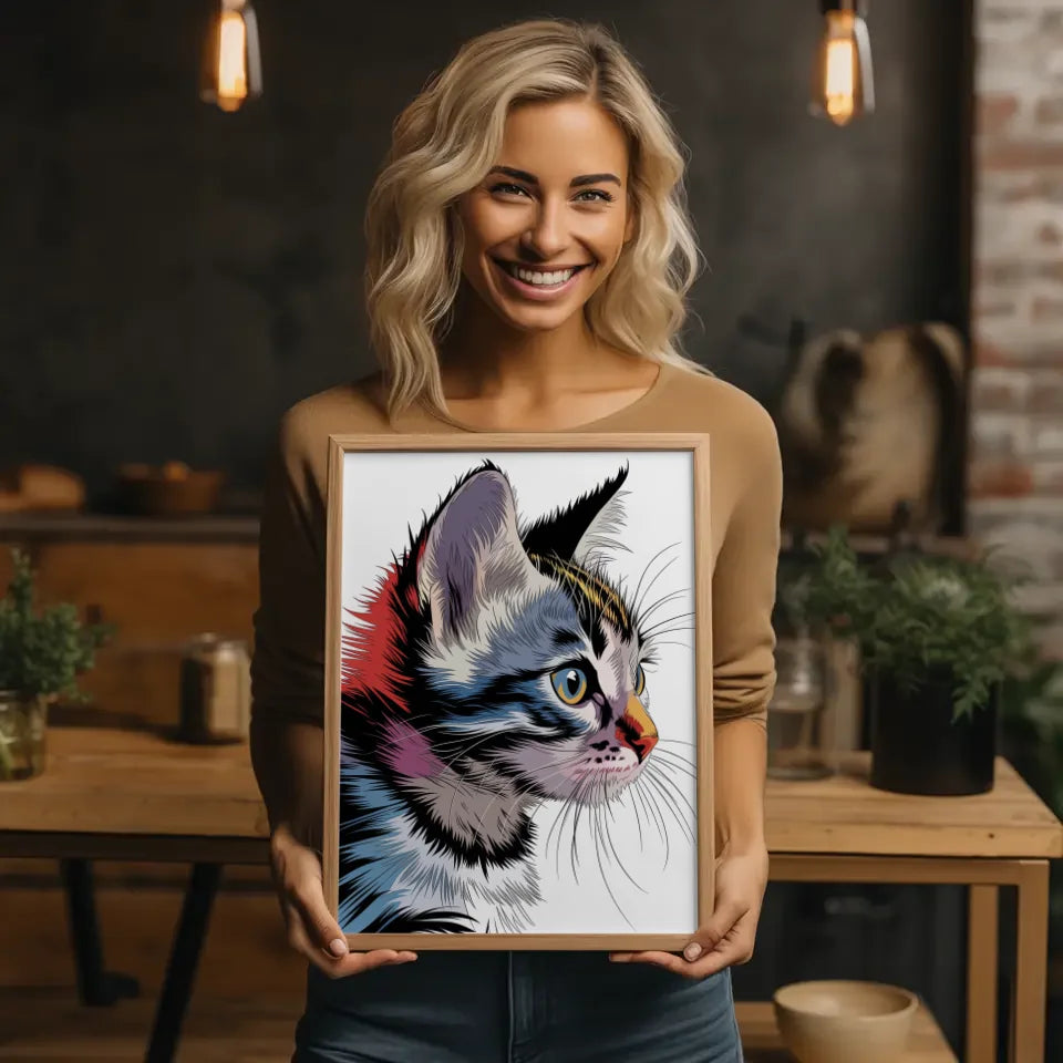 Abstraktes Kätzchen Poster in leuchtenden Farben gestalten 2