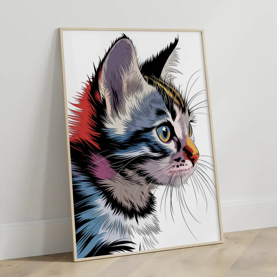 Abstraktes Kätzchen Poster in leuchtenden Farben gestalten 3