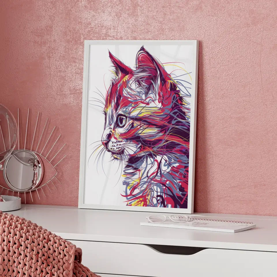Katzen Gesicht Poster mit leuchtenden Farben 5