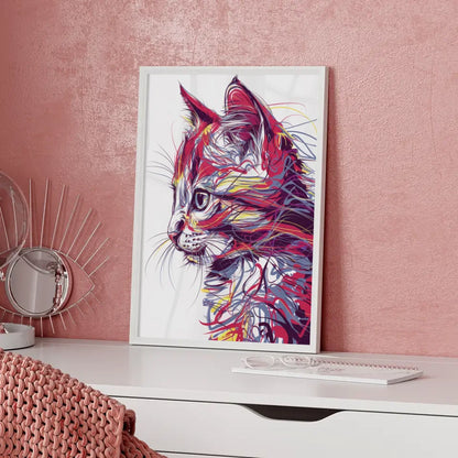 Katzen Gesicht Poster mit leuchtenden Farben 5