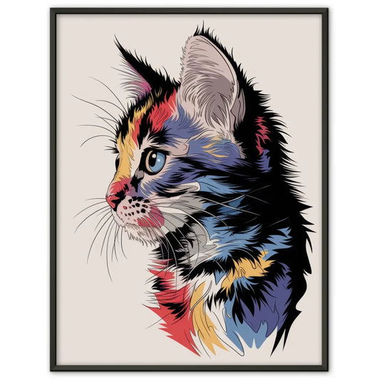 Katzen Gesicht Poster in bunten Farben für lebendige Wandgestaltung 1