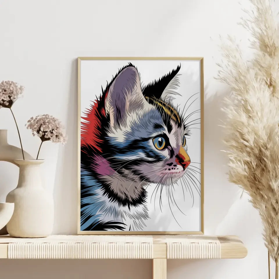 Abstraktes Kätzchen Poster in leuchtenden Farben gestalten 4