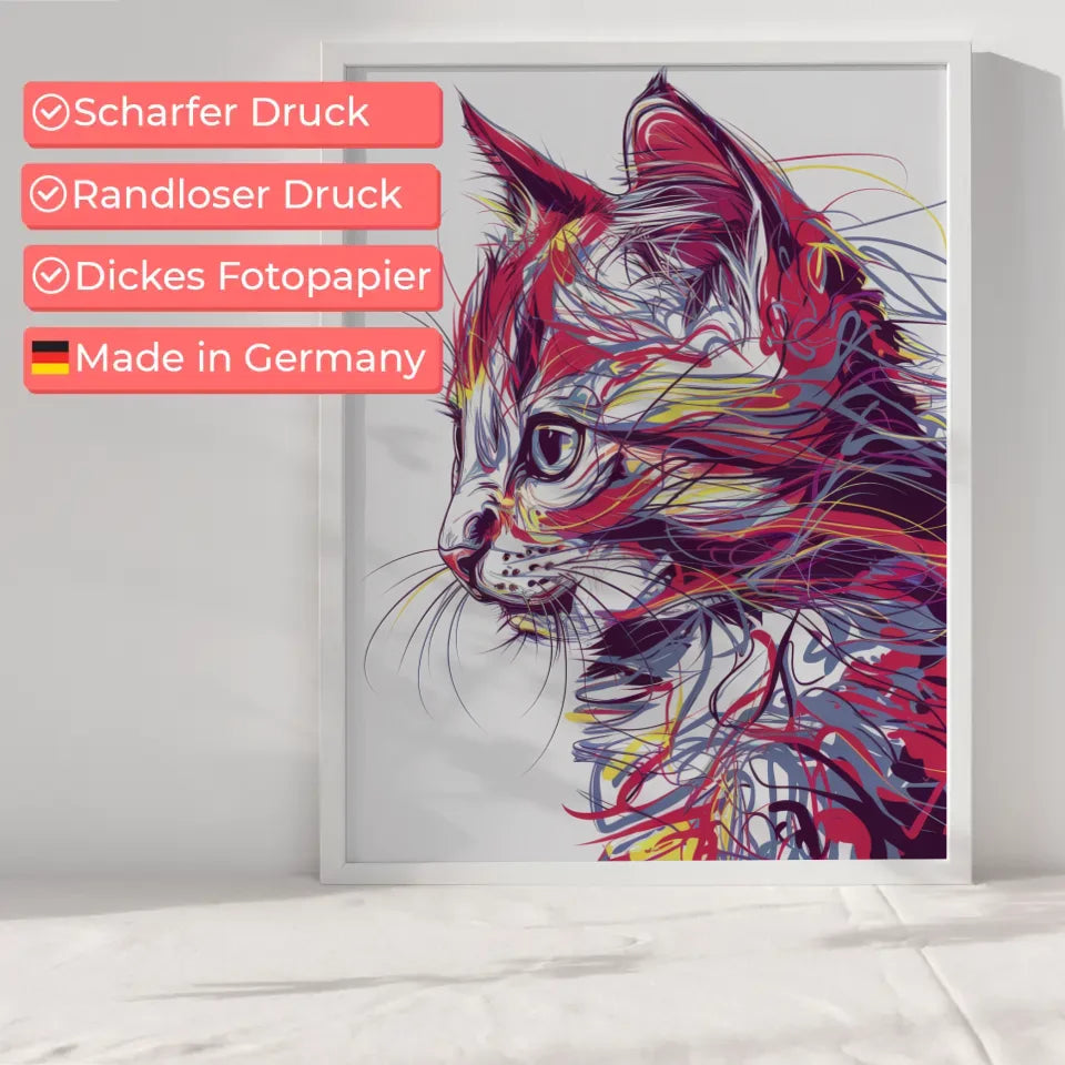 Katzen Gesicht Poster mit leuchtenden Farben 6