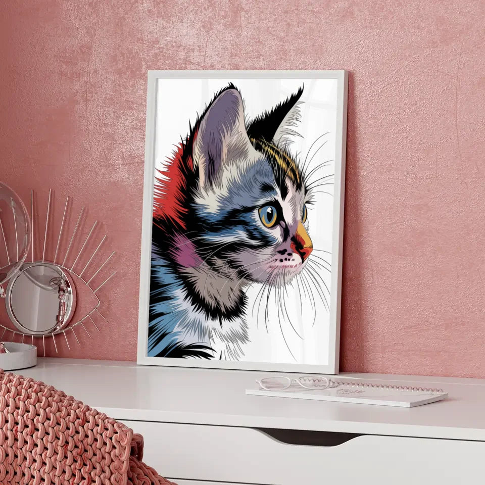 Abstraktes Kätzchen Poster in leuchtenden Farben gestalten 5