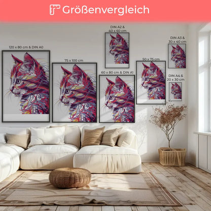 Katzen Gesicht Poster mit leuchtenden Farben 7