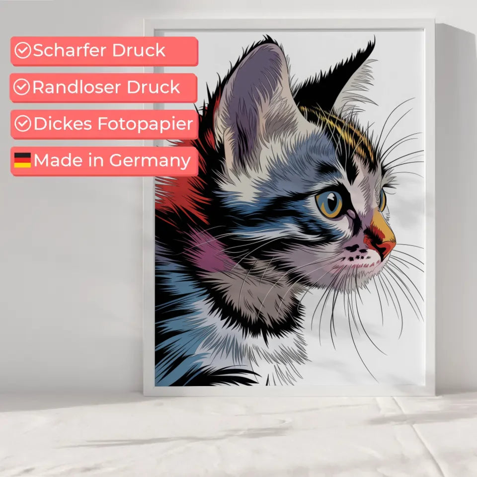 Abstraktes Kätzchen Poster in leuchtenden Farben gestalten 6