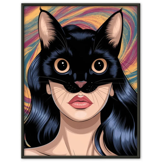 Kreativer Poster mit surrealem Katzen-Make-up im Anime-Stil 1