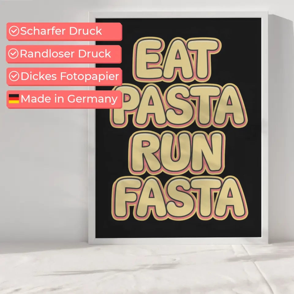 Poster mit lustigem Pop-Art Design Pasta Humor