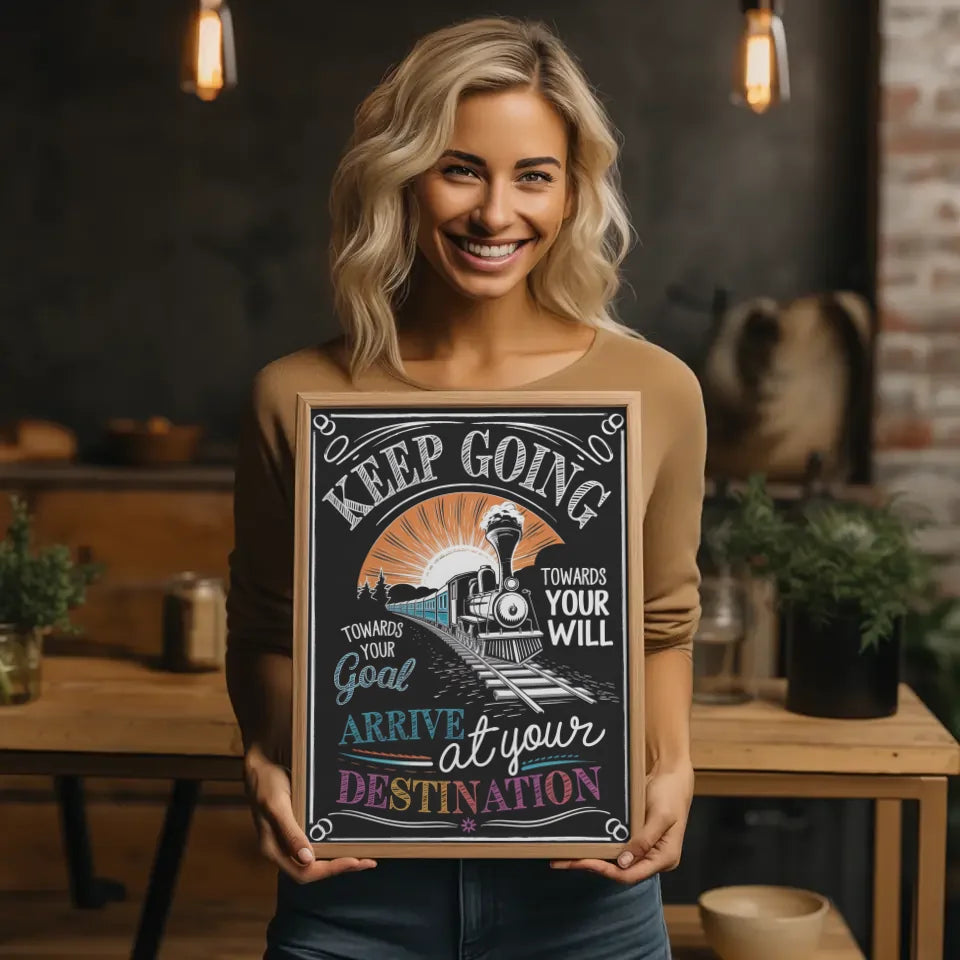 Motivierendes Poster mit Keep Going Botschaft 2
