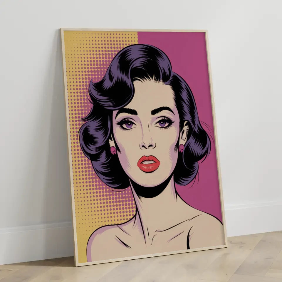 Poster modische Frauenfigur im Retro Pop Art Stil