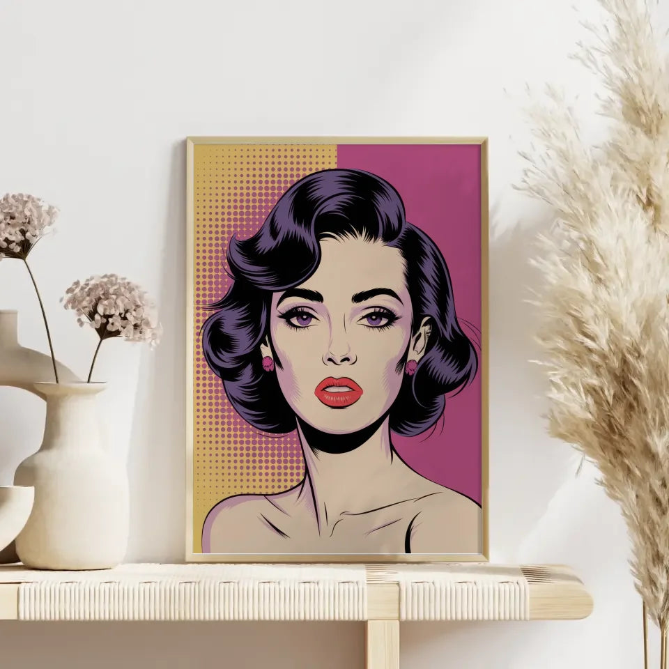 Poster modische Frauenfigur im Retro Pop Art Stil