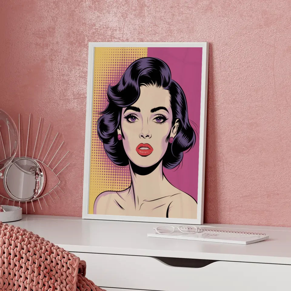 Poster modische Frauenfigur im Retro Pop Art Stil