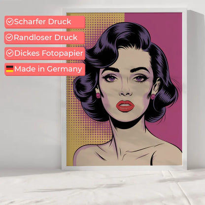 Poster modische Frauenfigur im Retro Pop Art Stil