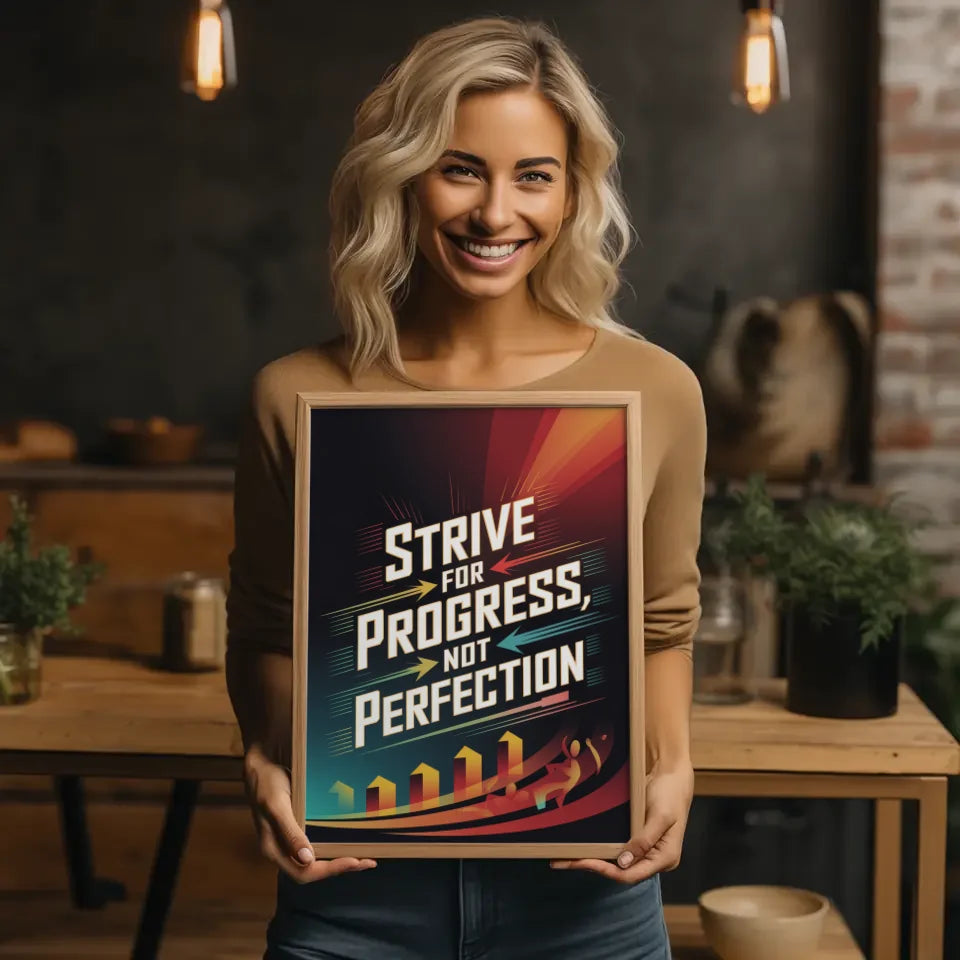 Motivationsposter Strebe nach Fortschritt Kunst 2