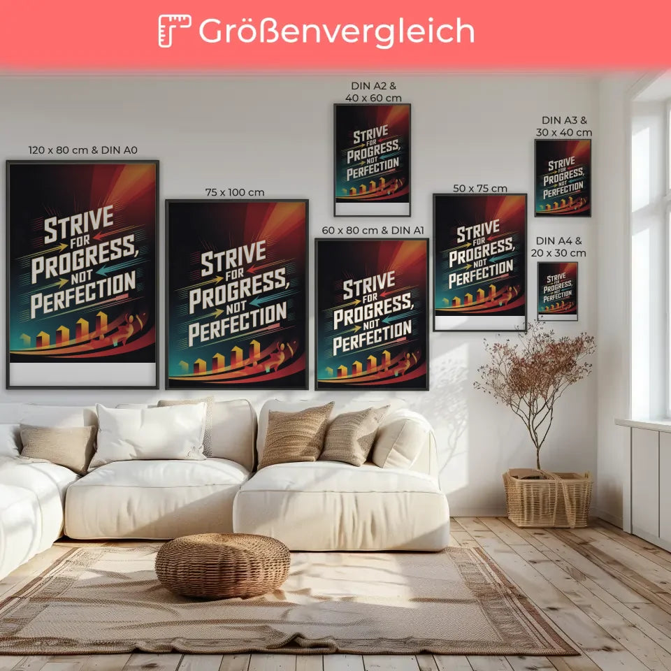 Motivationsposter Strebe nach Fortschritt Kunst 7