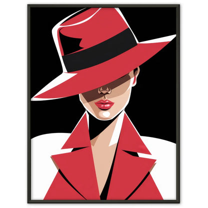 Minimalistisches Poster einer geheimnisvollen Frau mit Hut 1