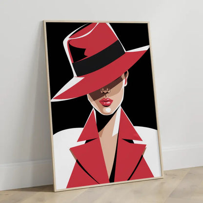 Minimalistisches Poster einer geheimnisvollen Frau mit Hut 3